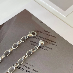 Minimalist S925 sterling silver chain bracelet with polished sphere charm and lobster clasp