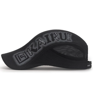 Men's black quick-dry breathable mesh hat with side KAIRUI letter printing and sun protection