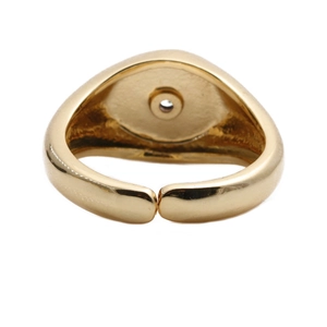 Adjustable gold lotus ring with micro-paved zircon stones on a white background