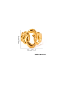 Detail of 18k gold plated titanium steel ring showing interwoven hollow chain design