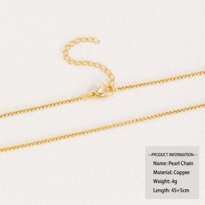 18k gold plated copper chain necklace 45cm with lobster clasp and extension