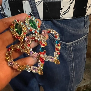 Colorful Rhinestone Heart Star Drop Earrings With 925 Sterling Silver Earring Post Luxury Jewelry For Women