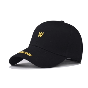 Casquette de baseball classique en coton noir avec broderie jaune de la lettre W