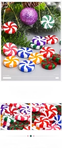 Macro shot of colorful spiral candy ornaments for Christmas tree and DIY decoration