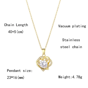 Detailed size specifications for the gold heart pendant necklace with chain measurements