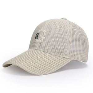 Casquette de baseball en maille pour hommes avec bord long et logo 'aG' brodé en gris