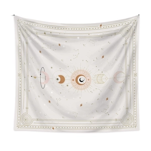 Tapisserie murale bohème avec phases de lune et soleil et motif d'astrologie céleste