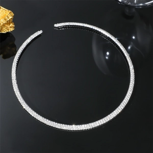 Sparkling silver rhinestone choker necklace with luxury crystal setting and ball ends