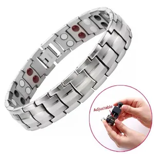 Detail of titanium magnetic bracelet with stones and adjustable link removal tool