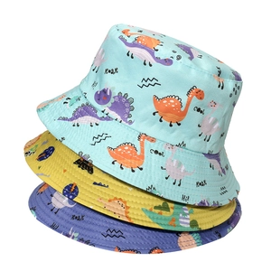 Chapeau Bob En Polyester Protection Solaire Motif Dinosaure Dessin Animé Graffiti Été Extérieur Pour Femmes Étudiants