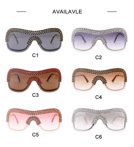 Collection of six punk-style oversized sunglasses with handcrafted rhinestone embellishments