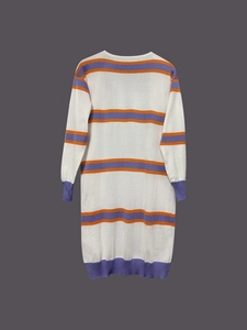 Cardigan in maglia a righe da donna con vivaci strisce orizzontali arancioni e viola