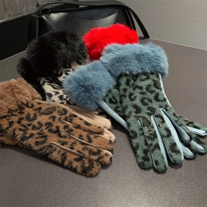 Guanti in Pelliccia Sintetica con Stampa Leopardata da Donna Guanti Invernali Caldi Touch Screen con Bordo in Peluche per Esterni