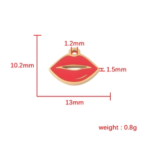 Polished titanium steel red lips pendant for DIY jewelry with size measurements