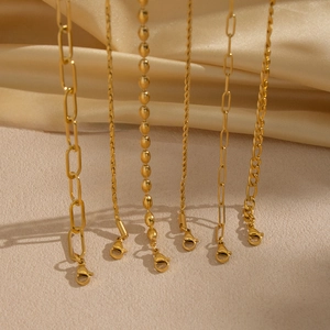 Minimalist gold plated geometric chain necklaces with lobster clasp for women set