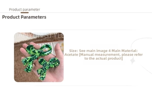 Detailed view of large acetate bow hair claw clip with green leopard marble texture