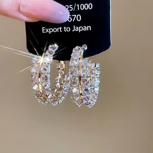 Créoles en argent 925 style palais français avec cristaux de zircone étincelants