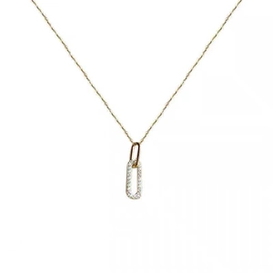 Minimalist S925 sterling silver 14K gold double hoop necklace with pavé zircon pendant