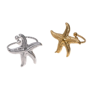 Starfish shaped stainless steel ear cuffs in gold and silver with hammered metal texture