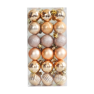 18pcs champagne gold Christmas tree ornaments set with mixed finishes in a clear box