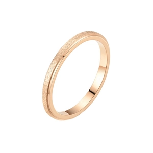 Rose gold titanium steel ring featuring a frosted finish and polished inner surface