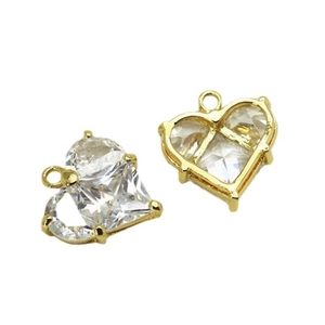 14K gold plated heart pendant with micro-p镶 zircon gemstone for DIY jewelry making