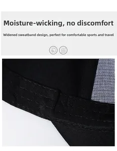 Detail view of the wide moisture-wicking sweatband inside a black baseball cap