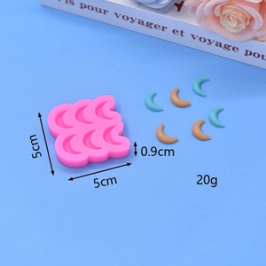 Pink 6-cavity moon shape silicone mold for DIY baking and chocolate cake decoration