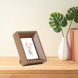 Minimalist Wood Photo Frame With Glass Tabletop Picture Frame Standing Bracket Beveled Edge Home Desk Decor
