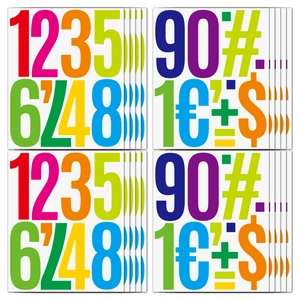 Detailed view of colorful 5-inch number and symbol stickers for home party decoration
