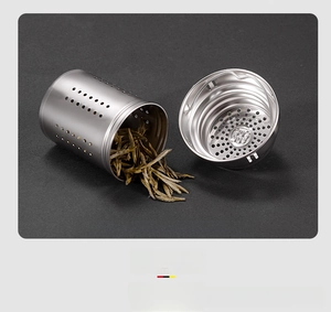 Detail of 304 stainless steel tea infuser with mesh filter for loose tea leaves
