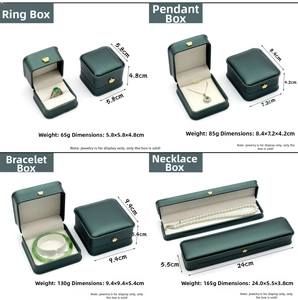 Tableau des dimensions pour boîtes à bijoux en cuir PU vert foncé avec décor de couronne