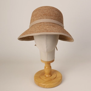 Elegant raffia straw cloche hat with ribbon trim for women sun protection