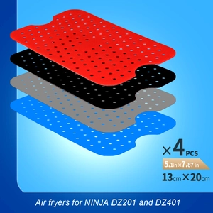 4PCS reusable silicone air fryer liners for Ninja DZ201 DZ401 in red black grey blue
