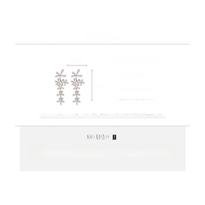 Detail view of zircon flower tassel earrings with precise measurements and 7cm length