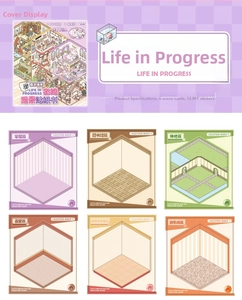 Detail view of DIY 3D miniature scene sticker book with 6 scenery cards and PET stickers