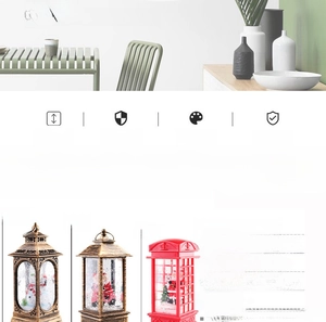 Detail view showing dimensions of vintage Christmas lanterns with Santa and snowman figures