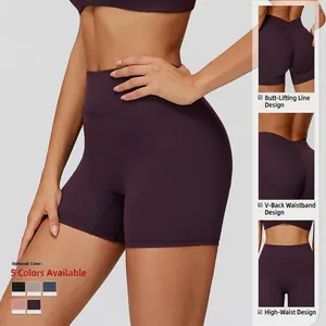 High-Waist Yoga-Shorts für Damen mit V-Schnitt am Rücken und Push-Up-Effekt
