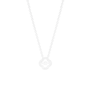 Elegante Halskette aus Titanstahl mit hohl Kleeblatt Anhänger und Zirkonia Kristallen