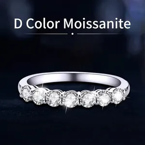 Moissanite 925 Sterling Silver Seven Stone Row Ring For Women Elegant Niche High End Jewelry For Wedding Anniversary Party Gift