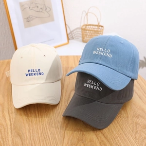 Baseball Cap Cotton Hello Weekend Letter Embroidery Sun Protection Casual Adjustable Strap Vintage Hat For Men Women