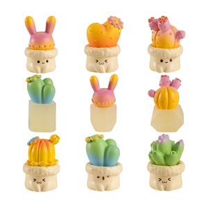 Set of 9 cute miniature succulent cactus figurines in colorful creative resin pots