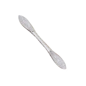 Silver crystal-encrusted eye cream applicator and massage tool for skincare