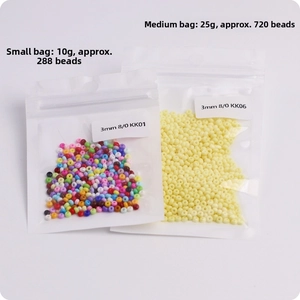 Detail of 3mm opaque glass seed beads in pale yellow and mixed colors for DIY jewelry