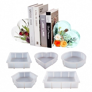 5-piece geometric resin silicone mold set for DIY heart and cube crystal specimens