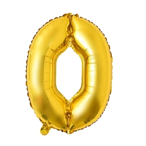 Glossy gold foil number 0 balloon for birthday and party celebration decorations
