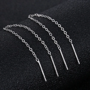 Close-up of S925 sterling silver hallmark on minimalist long tassel chain earrings