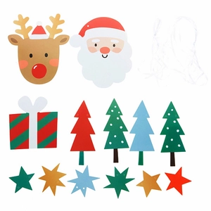 Christmas party wall hanging kit with Santa, reindeer, stars, and colorful paper trees