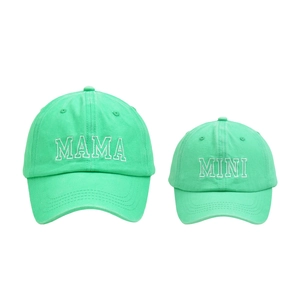 Matching mint green MAMA and MINI embroidered baseball caps for mother and child