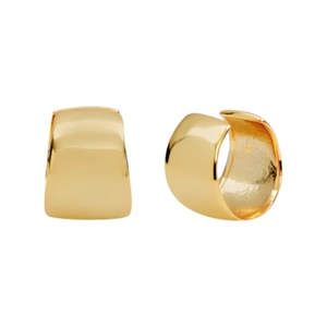 Minimalist U-shaped 18k gold plated chunky ear cuffs with polished metallic finish